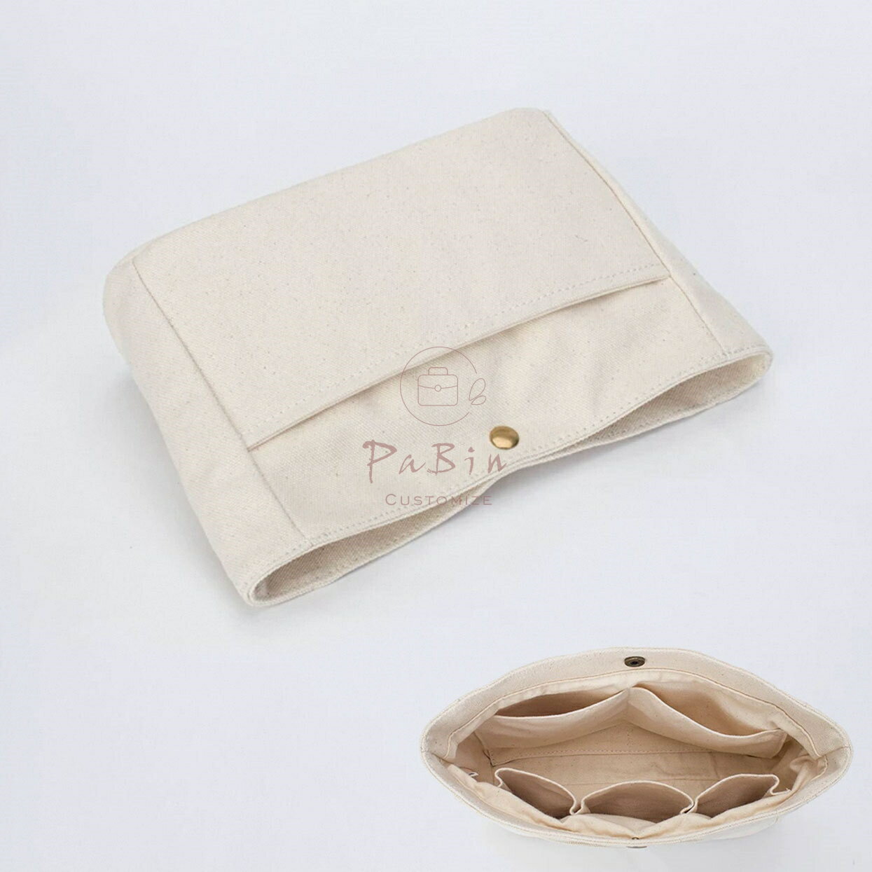 Rakuten - キャンバスポーチ 収納バッグ キャンバス 軽量 無地 バッグインバッグ インナーバッグ レディース 韓国風 シンプル 小物収納 整理 人気 小さめ 防塵袋 小物入れ マルチポケット 内部 底 汚れ防止 PaBin