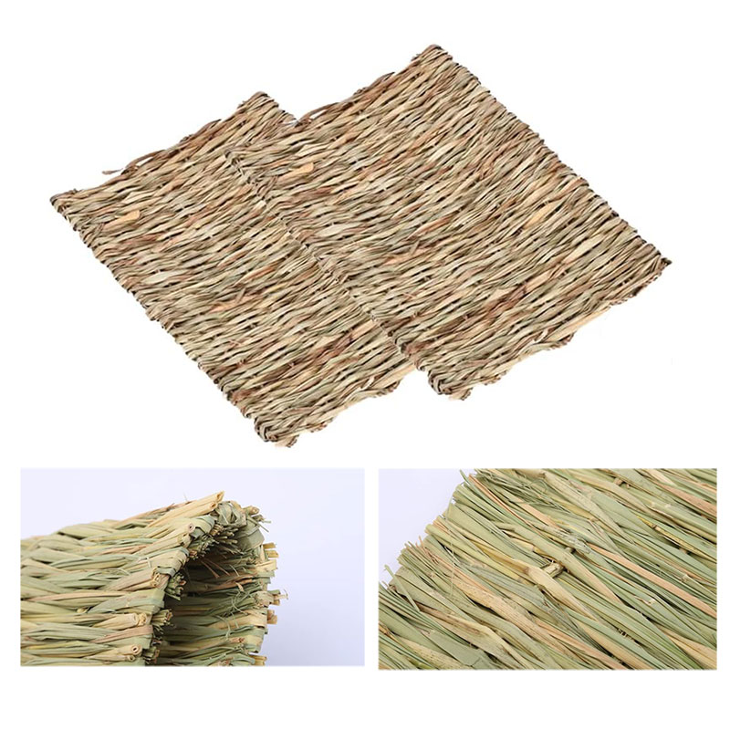 Rakuten - 6枚入 うさぎの座ぶとん ウサギマット 草の編み物 手編みクラフト うさぎ モルモット ハムスター 小動物用 ペット用品 小動物用品 ケージ内装 天然素材 休み場所 遊び場 28*21cm