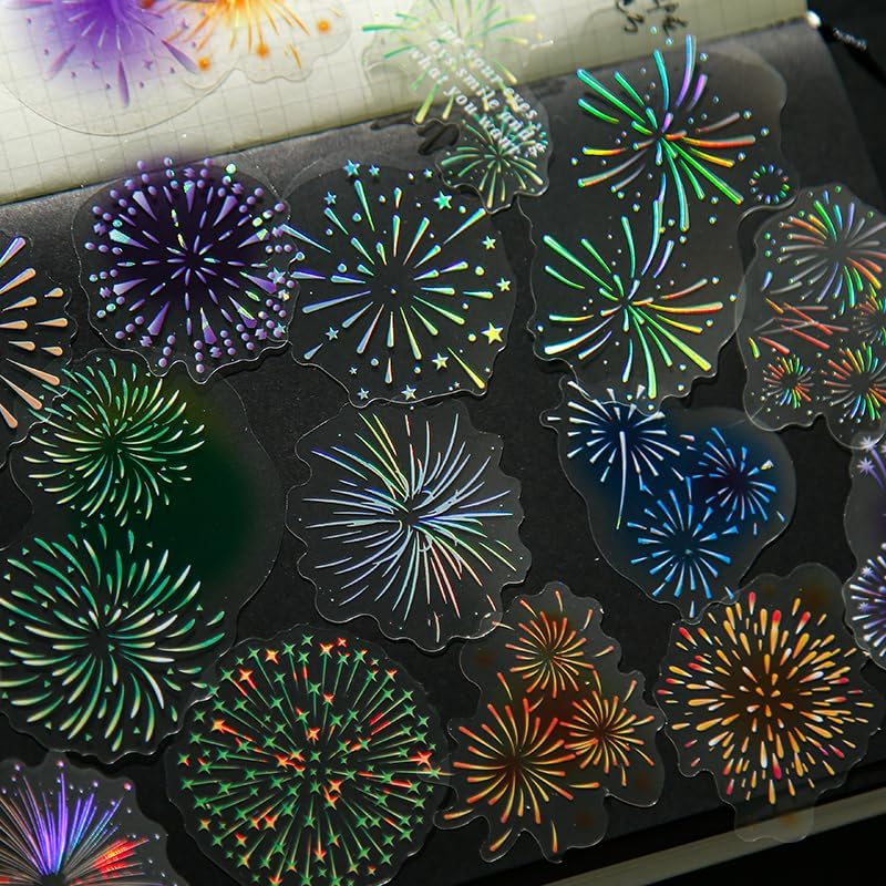 120枚 フレークシール コラージュ 素材 ペーパー 素材紙 レース ステッカーレトロ絢爛たる花火 シール帳 メモ用紙 ノート素材 日記装飾用品