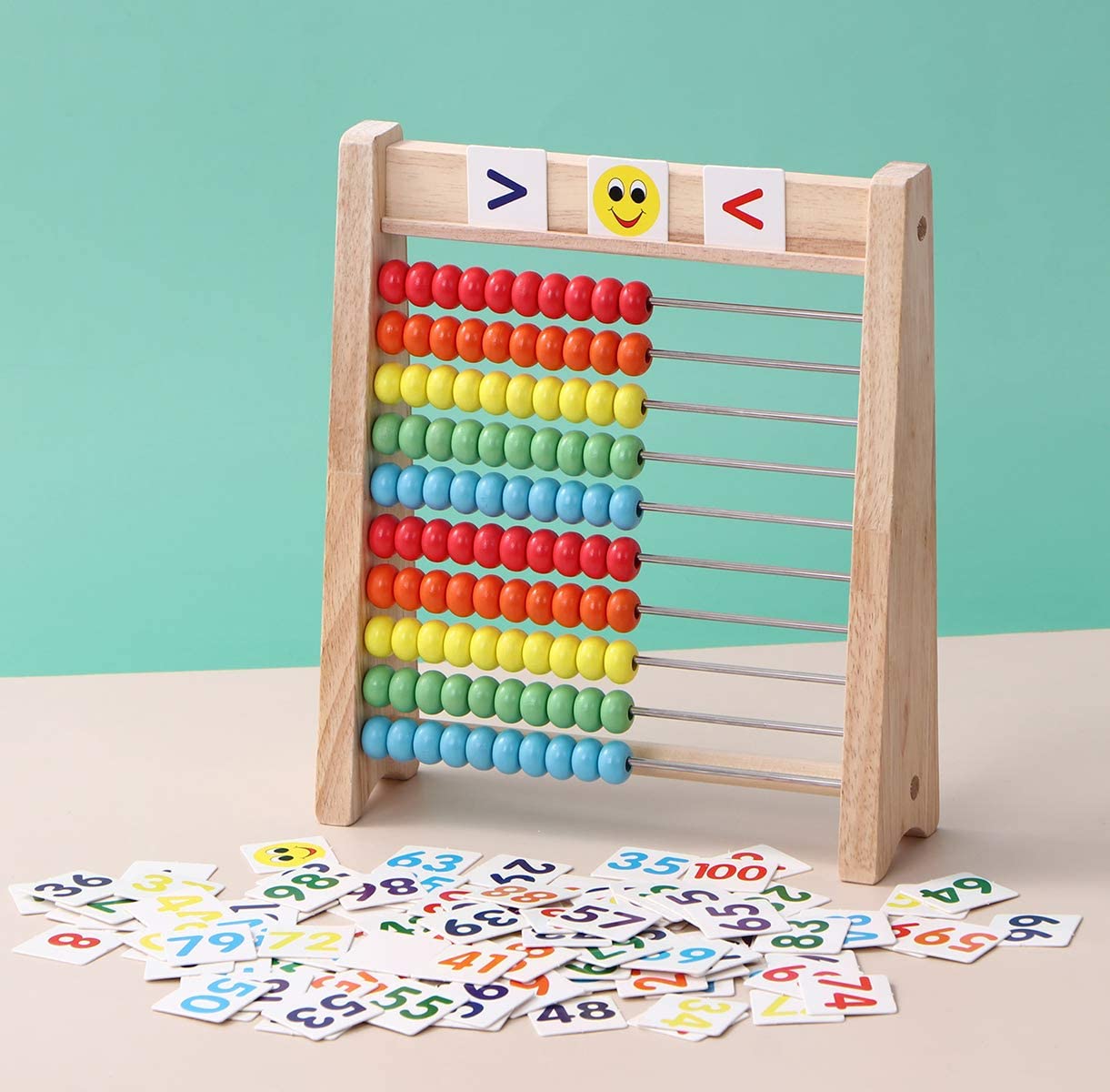 おもちゃ 「100玉そろばん＋数字カード」セット 百玉そろばん 子供用 数字 100 算数おもちゃ 知育・学習玩具 男の子 女の子 知育玩具 小学生 足し算 引き算 掛け算 割り算 教材 幼稚園 教具 知育おもちゃ 3歳以上 2