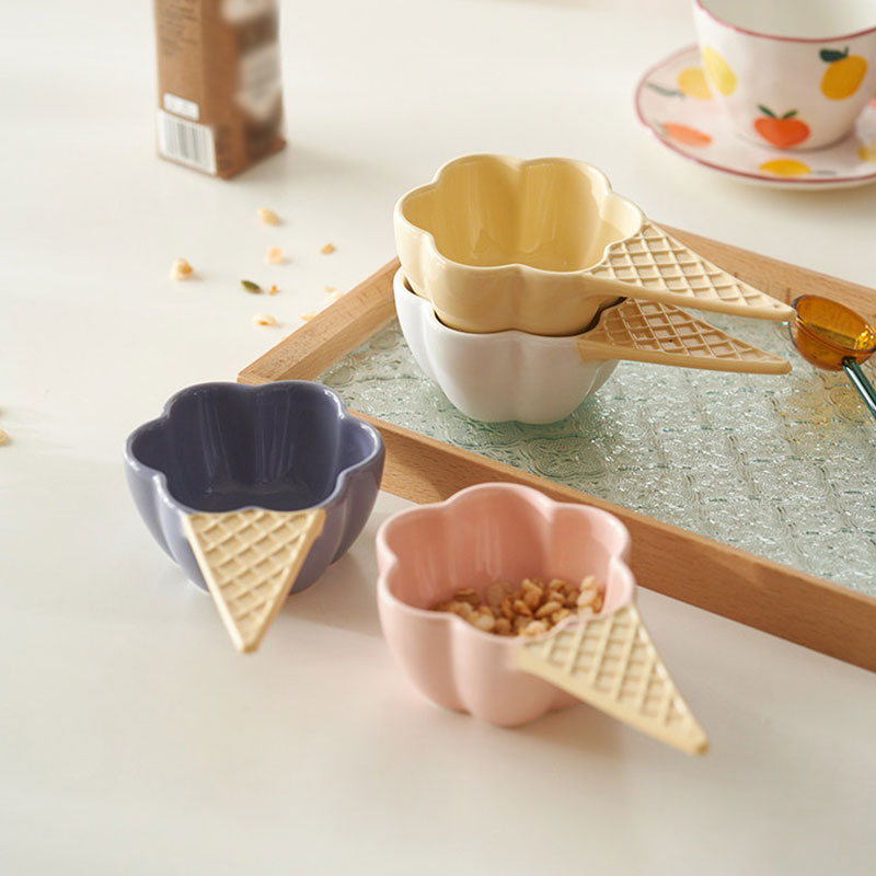 Rakuten - 小皿 アイスクリーム型 セラミック小鉢 セラミック小皿 170ml 調味料皿 食器 陶器 醤油、酢、調味料用 キッチン用品 家庭用 かわいい おしゃれ 4色展開