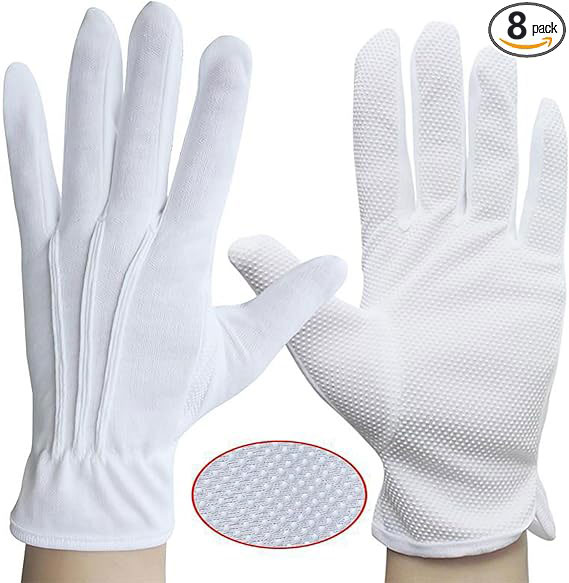 白手袋 8組 式典用 滑り止め フォーマル手袋 綿 運転 選挙 警備用 吸汗性と通気性 快適な履き心地 男女兼用
