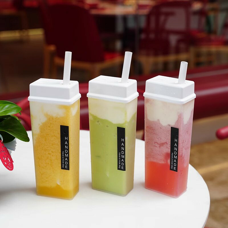 樂天商城 - ドリンクボトル 500ml フタ付き ストローなし シール付き タピオカボトル チーズティー バナナジュース ボトル ドリンク カップ プラカップ 透明カップ プラコップ 飲み物 コップ 20個 40個セット