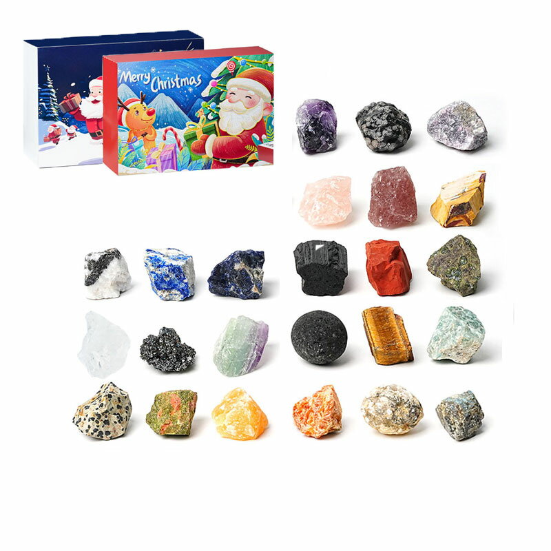 Rakuten - クリスマス アドベントカレンダー 装飾品 24日間 鉱石 カレンダー クリスマス 飾り オーナメント 飾り付け 装飾 置物 クリスマス プレゼント ギフト カウントダウンカレンダ 玩具 ケース付き 6歳以上