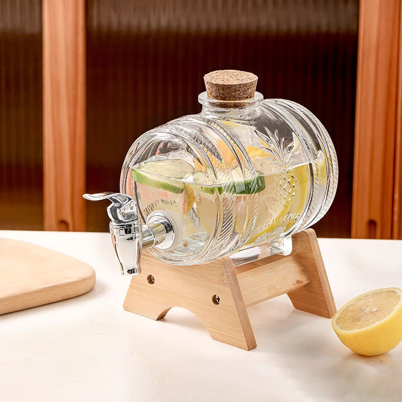 樂天商城 - 冷水筒 ポット ジュース容器 蛇口付き 1000ml 大容量 飲み物 ジュース 飲料バケット ガラス製 透明 保冷 冷蔵庫ポット 保存容器 夏 キッチン 家庭用