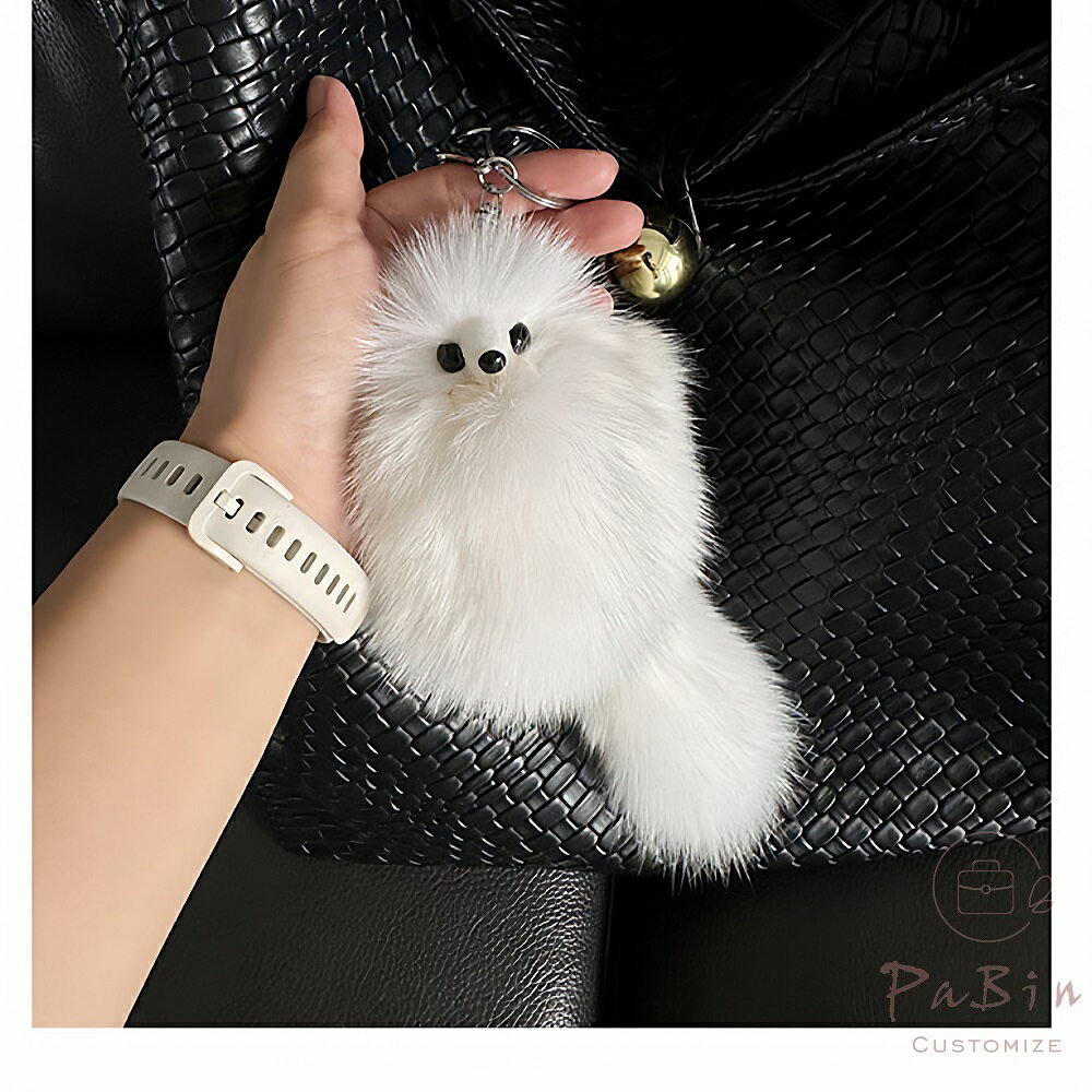 狐の形 毛玉 キーホルダー ステンレス鋼 耐腐食性 防錆 キーチェーン ペンダント バッグチャーム 可愛い 柔らかい ふわふわ 鍵/カバン飾り 軽量 誕生祝 PaBin