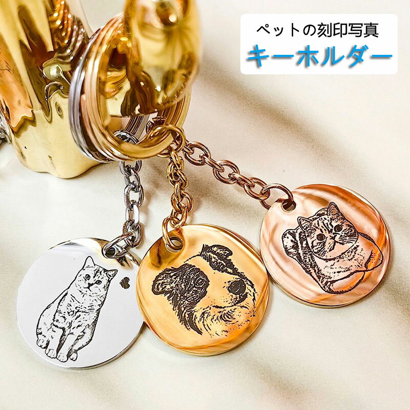 【楽天ランキング入賞2位】ペットの刻印写真 キーホルダー カスタム刻印 キーリング 犬 猫 ペットの誕生日記念日 ギフト 記念日 名入れ ローマ字 メモリアルグ...