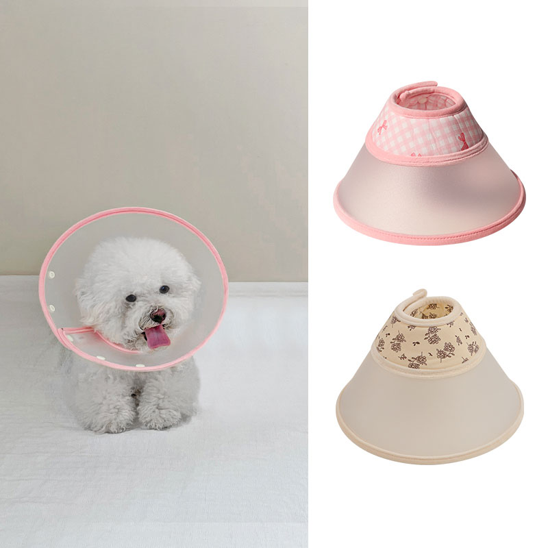 エリザベスカラー ソフト 猫犬兼用 かわいい 軽量 ペット用品 ボタン式 傷舐め防止 傷口保護