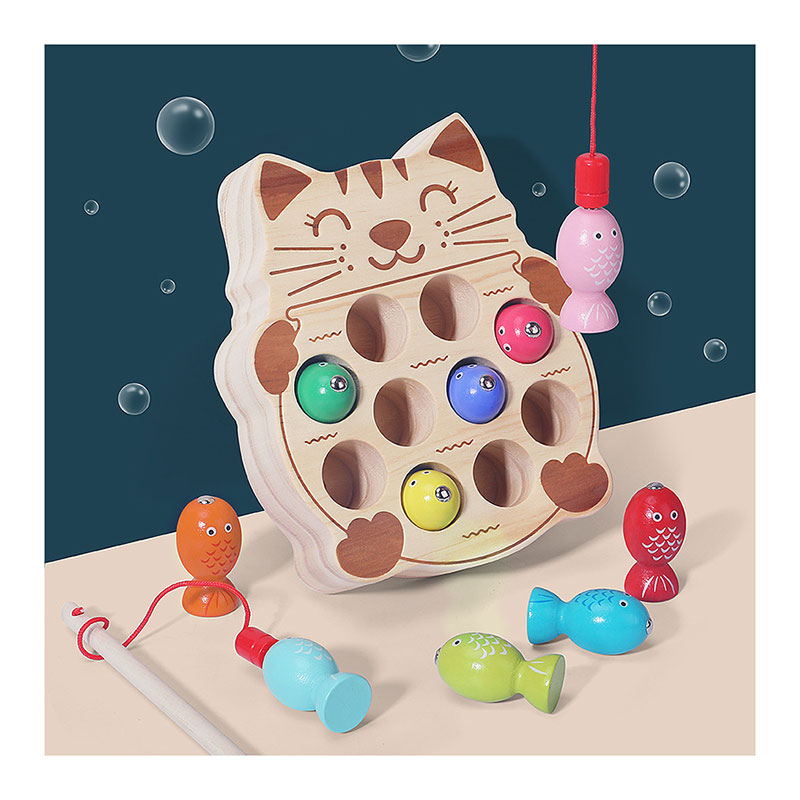 Sunny Stationの釣りゲーム 木のおもちゃ 子供の知育玩具 魚おもちゃ 知育おもちゃ 磁石式 おもちゃ 玩具 学習玩具 女の子 男の子 猫 おもちゃ 誕生祝 クリスマス プレゼント｜アングル2