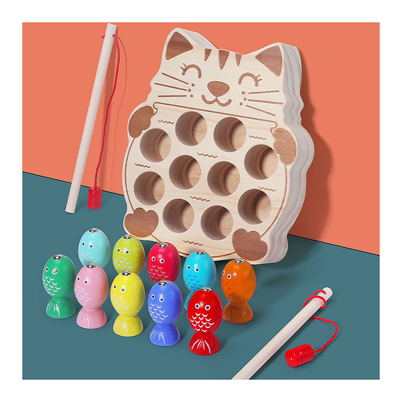 樂天商城 - 釣りゲーム 木のおもちゃ 子供の知育玩具 魚おもちゃ 知育おもちゃ 磁石式 おもちゃ 玩具 学習玩具 女の子 男の子 猫 おもちゃ 誕生祝 クリスマス プレゼント
