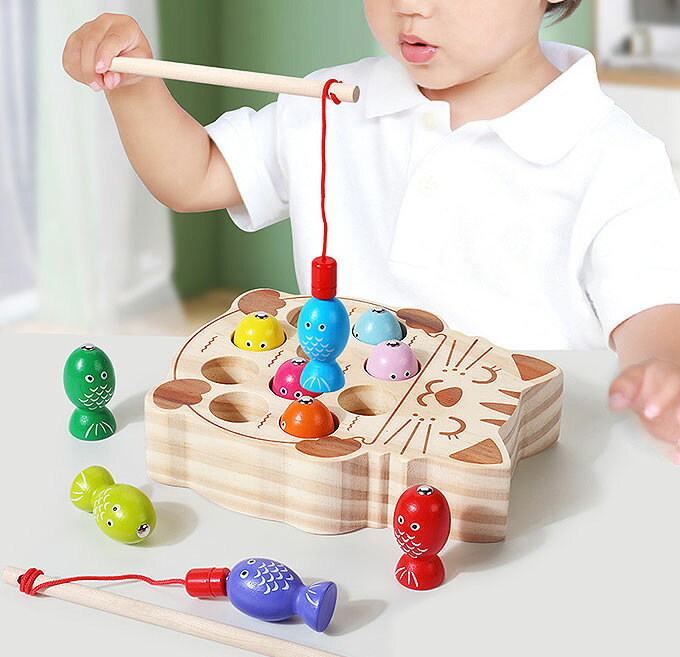 Sunny Stationの釣りゲーム 木のおもちゃ 子供の知育玩具 魚おもちゃ 知育おもちゃ 磁石式 おもちゃ 玩具 学習玩具 女の子 男の子 猫 おもちゃ 誕生祝 クリスマス プレゼント｜アングル3