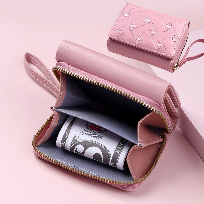 Rakuten - 財布 折りたたみ財布 レディース 3つ折り pu レザー ハート 三つ折り財布 ミニ財布 レディース財布 ミニウォレット 小銭入れ カード収納 かわいい おしゃれ 誕生日 プレゼント 6色