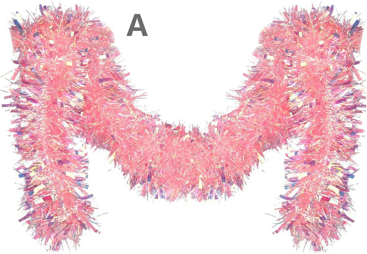 クリスマス飾り キラキラカラーバー メッキモール 6m(2m*3本） ピンク　誕生祝　新年　キラキラモール クリスマスツリー ガーデン装飾籐　藤蔓　パーティー飾り イベント/結婚式/2次会/新年会 花輪 リボン 幼稚園/教室/部屋飾り