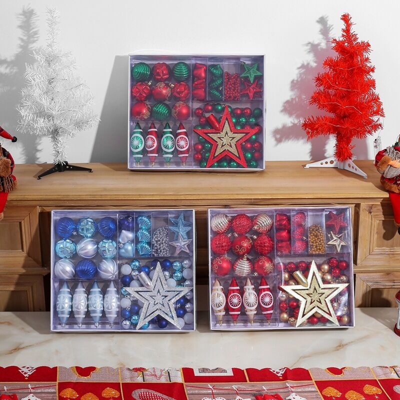 Rakuten - 74個入りセット クリスマス 装飾品 セット 北欧風 セット ボールクリスマス 飾り 高級 飾り付け おしゃれ きらびやか