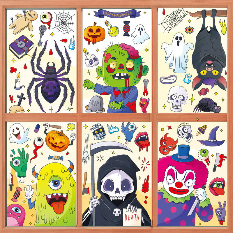 Rakuten - 【6枚セット】ハロウィン ステッカー 静電ステッカー 窓 壁飾 カボチャ シールステッカー Halloween stickers