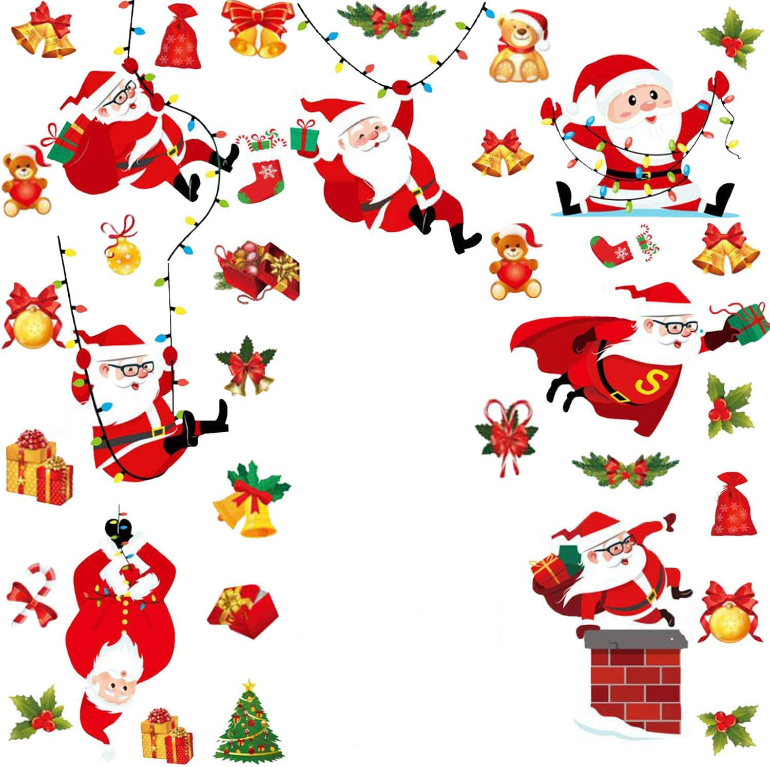 Rakuten - クリスマス 静電ステッカー クリスマスステッカー ウォールステッカー クリスマス 壁紙シール サンタクロース ステッカー 雰囲気満点 クリスマス飾り 新年の装飾 年越し 大晦日 お正月 新年 装飾 正月飾り