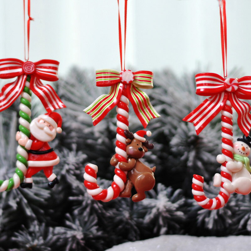 3本セット 松葉杖 クリスマス 装飾 装飾品 杖 ぶら下げ クリスマスツリー飾り クリスマス サンタクロース 雪だるま
