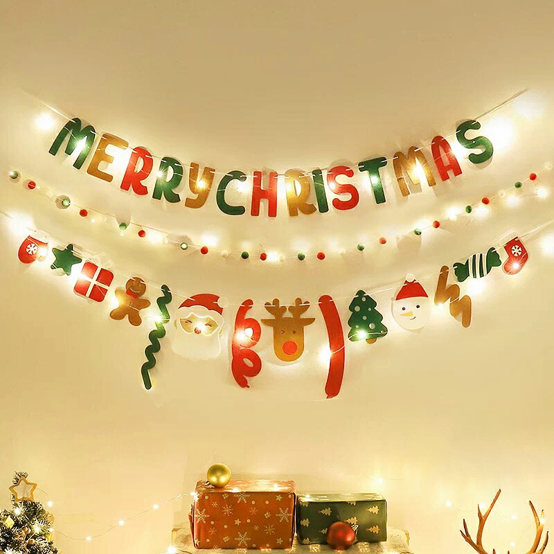 Rakuten - クリスマス飾り キラキラカラーバー メッキモール キラキラモール クリスマスツリー ガーデン装飾 パーティー飾り リボン 幼稚園/教室/部屋飾り 3mLedライト付き