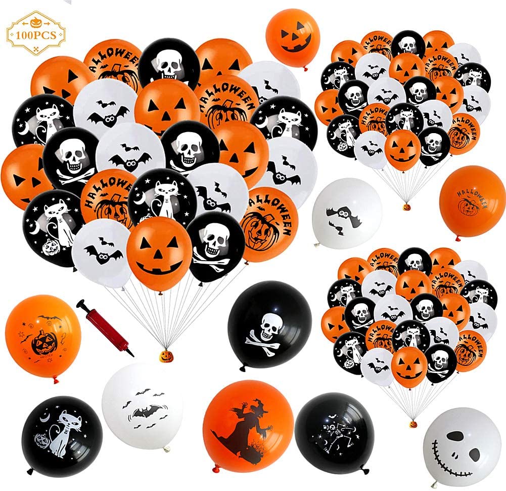 Rakuten - バルーンセット ハロウィン 風船 100個 12インチ パーティー ハロウィン飾り付け 空気入れ