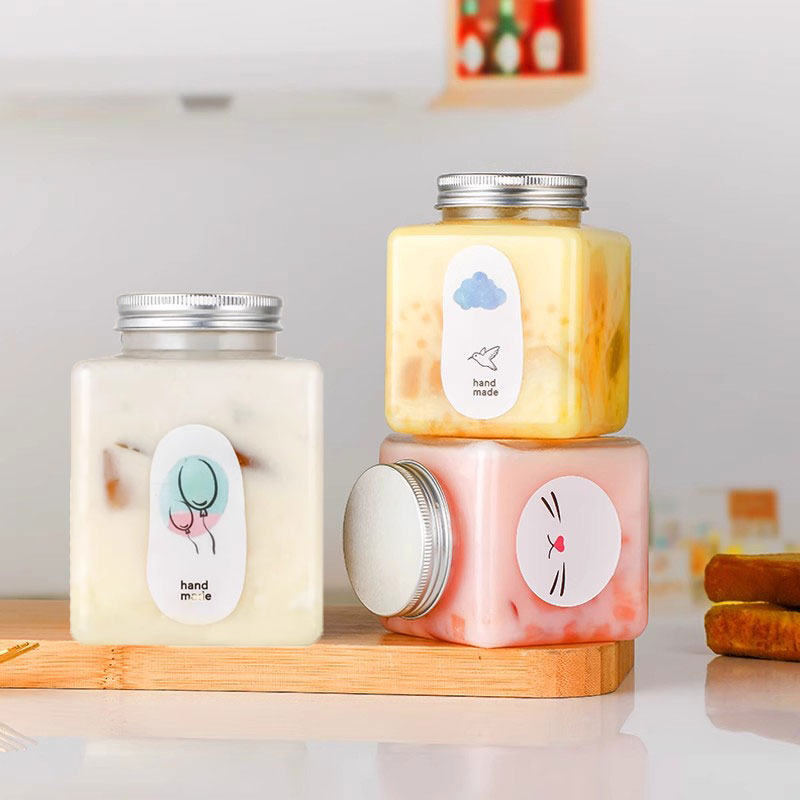 Rakuten - 20個セット ドリンクボトル 300/500ml フタ付き シール付き ストロー付き プラコップ かわいい 持ち帰り 可愛い 透明 タピオカボトル チーズティー バナナジュース カフェ 飲み物 コップ おしゃれ ボトル ドリンク