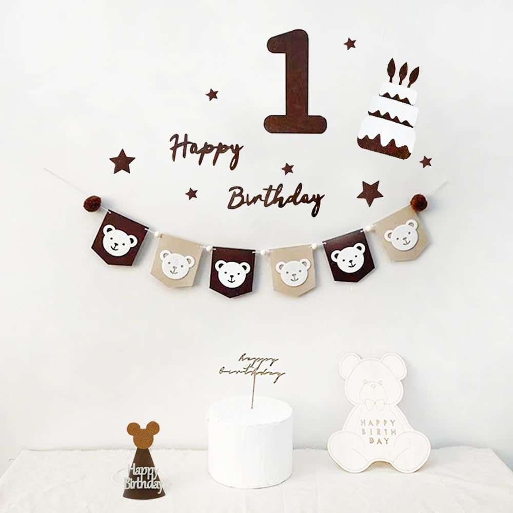 Rakuten - 誕生日 飾り 誕生日バナ 可愛いシンプル 誕生日 飾り付け セット 女の子 男の子 壁に飾る用のhappy birthdayバナー かわいい ケーキ パーティー帽子 年齢は選択可能 12点 バースデー 飾り 誕生日 飾り 大人 写真背景 子供 飾り お祝い