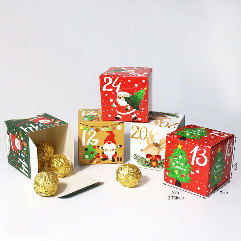 24�ĥ��å� ���ɥ٥�ȥ������� 2023 DIY���ꥹ�ޥ��������� ���ꥹ�ޥ������դ� �楱������������ �ץ쥼��� ���� Christmas Advent Calendar 7 *7*7cm �������楱�����Τ������