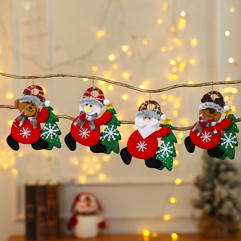 Rakuten - クリスマスツリーの装飾品セット 雰囲気装飾 クリスマスツリーペンダント サンタクロース掛け 飾り 室内装飾品　クリスマスツリーパーティー 4個セット
