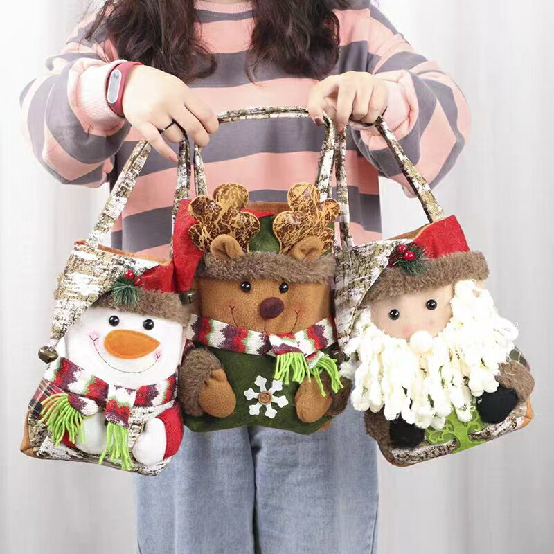 Rakuten - クリスマス 飾り クリスマスかわいい装飾品 クリスマスプレゼント袋　クリスマスリンゴ袋 クリスマスの手提げバッグ 贈り物　子供、友たちのクリスマスプレゼント 　プレゼント袋 2枚セット