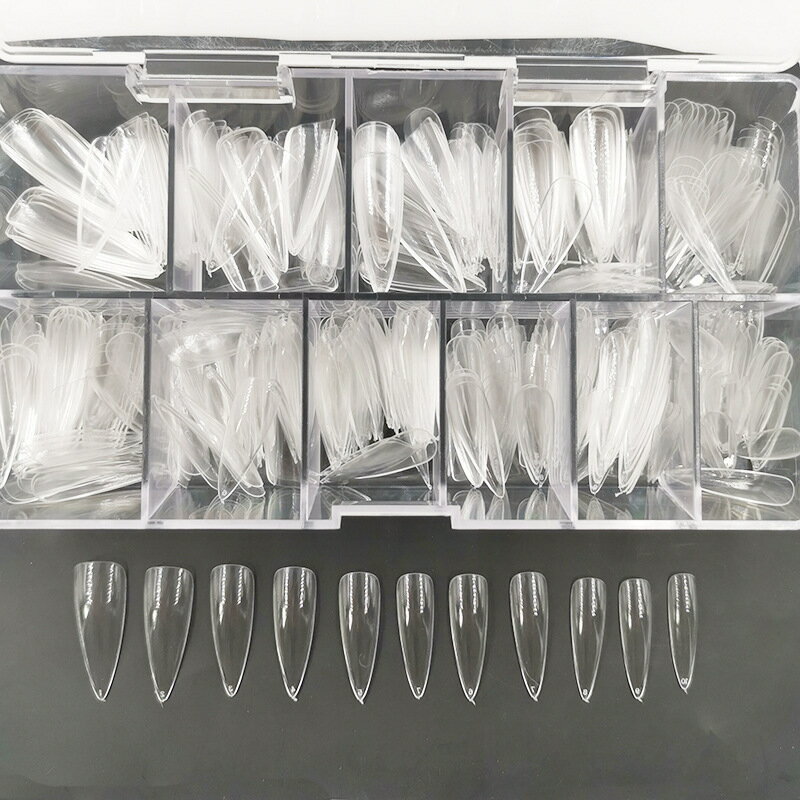 ネイルチップクリア つけ爪 500枚入り ネイルちっぷ ロング ネイル用品 ネイルチップ 長さだし 透明 ネ..