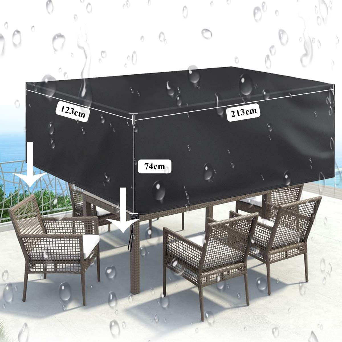 Rakuten - ファニチャーテーブルカバー 家具カバー 213*132*74cm 梅雨対応 防水 防塵 家具洗濯機 などに適用しています 収納バッグ付き 420D