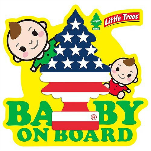 リトルツリー ステッカー ベイビーオンボード LittleTrees アメリカン雑貨 星条旗柄 BABYONBOARD かわいい アメリカン 安全運転 赤ちゃん 出産祝い プチギフト カーステッカー ドライブ キッズ…