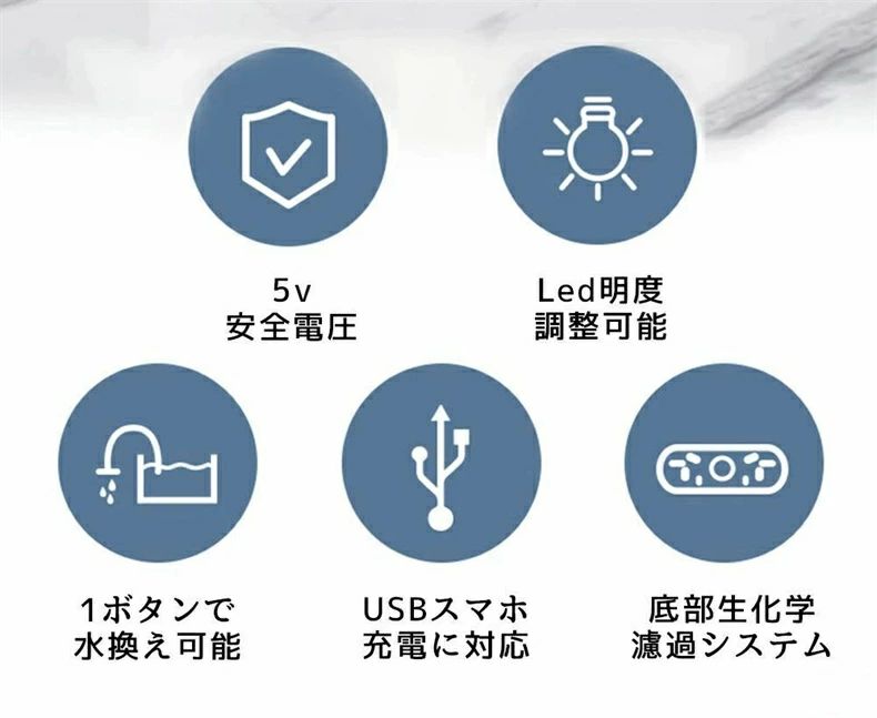 LEDライトフィルターポンプ付き水槽セットアクアリウム コードレス 水族館 オーナメント 自由研究 LED照明 水槽 セット卓上 玄関 リビング LEDランプ 水槽セット おしゃれ かわいい オブジェガラス