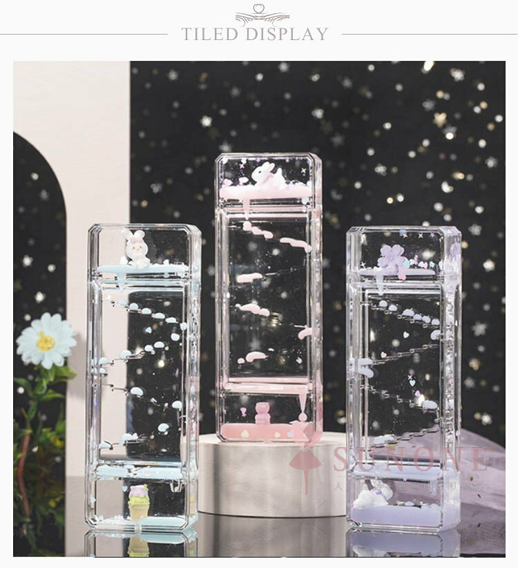 砂時計 オイル砂時計 オイルタイマー 桜の花モチーフ 液体ドロップモーション 癒しのデスクインテリア アクリル製 置き物 装飾品 プレゼント [3]