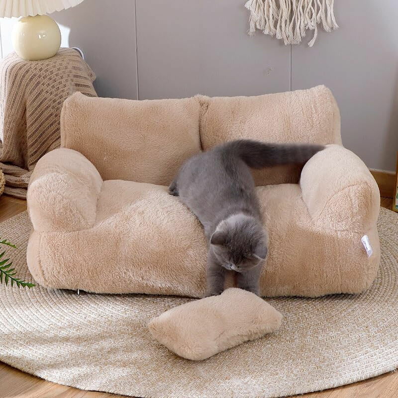 Rakuten - ＼スーパーセール限定クーポンあり／ ペットソファ 犬ベッド 猫ベッド 洗える ふわふわ 滑り止め 通年使用 小型犬 小型猫 多頭飼い 清掃しやすい リバーシブル 低め入り口 安心素材