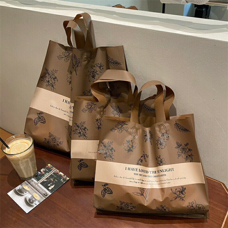 乐天商城 - クッキー柄 手提げバッグ ラッピングバッグ ギフト用品 包装資材 店舗用品 ショップ用品 レジ袋 ビニール袋 透け感 シックバッグ PEバッグ ポリ袋