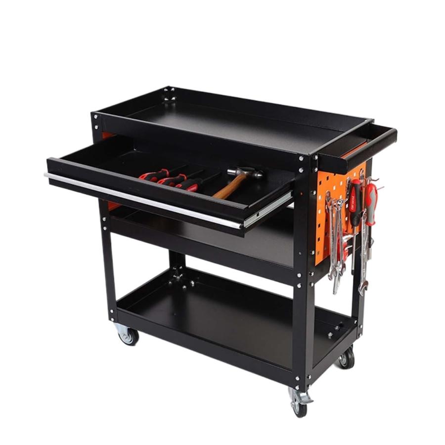 Rakuten - ツールワゴン 工具カート 工具台車 ヘビーデューティ ガレージワークショップ DIY工具収納 3段シェルフ 移動式トロリー