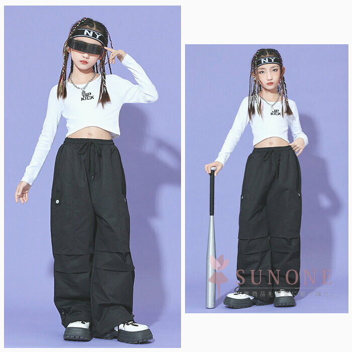 ダンス衣装 キッズ セットアップ 女の子 舞台 団体服 演出服 子供服 長袖Tシャツ ...