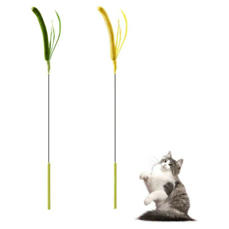 猫じゃらし ねこじゃらし 猫からかいスティック 犬しっぽ草形おもちゃ インタラクティブ遊具 高弾性ス..