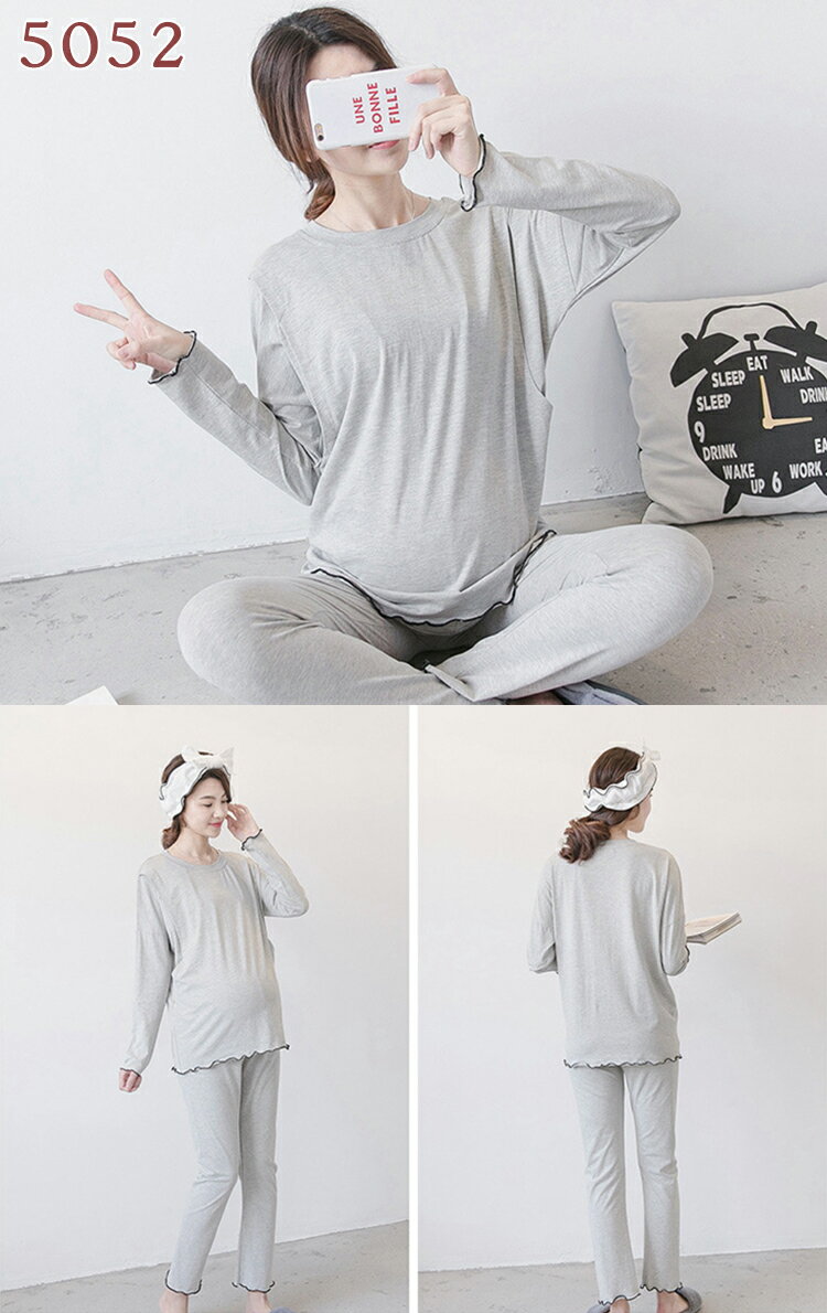 マタニティ パジャマ 薄手 マタニティ ママ レディース 授乳口付 マタニティパジャマ 長袖 綿100％ 産後 ウェスト調整ゴム付 授乳 ルームウェア 2点セット