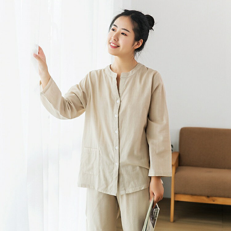 Cotton - パジャマ レディース 薄手 長袖 綿100% 可愛い 無地 部屋着 女性パジャマ 入院 レディース ナイトウェア 寝巻き 可愛い