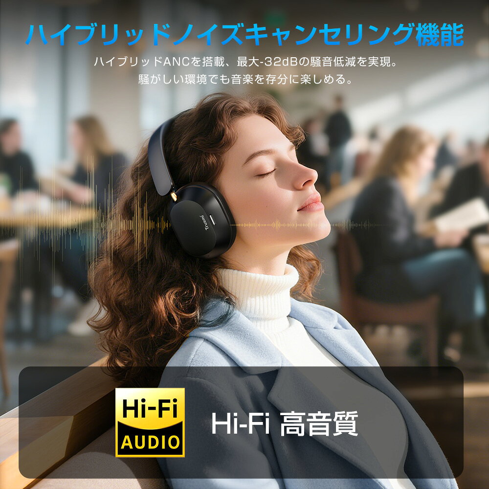 【6日20時25%OFF～抽選で最大100%P還元 】ヘッドホン bluetooth 5.4 ワイヤレスイヤホン HiFi高音質 ANC&ENCノイズキャンセリンク 折り畳み式 最大69時間再生 イヤホン 有線 無線 ワイヤレス ヘッドホン ヘッドセット 高音質 密閉型 通話可 軽量 プレゼント 1年保証 sunport125-10000485 3CCartスマホケース専門店 サンプル画像2