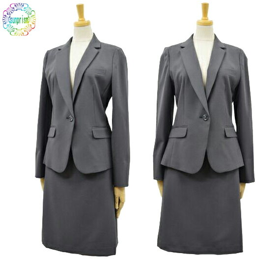 リクルートスーツ リクルートスカートスーツ 夏仕様 1つボタン グレー （ジャケット9号スカート7号）AR体 サマースーツ ビジネススーツ フ オフィススーツ オフィスユニフォーム 事務服 制服 通勤 就活 面接 就職活動 面接スーツ スーツ【訳あり】【あす楽対応】ワケあり