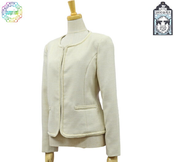 【SHOO・LA・RUE】ノーカラージャケット ベージュ 474 ML ジャケット レディース シューラルー【OUTLET】【あす楽対応】ワールド*