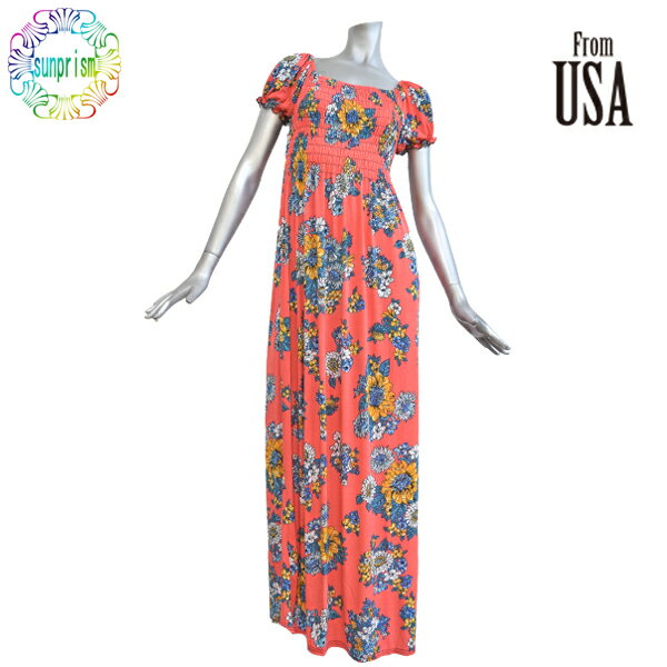 樂天商城 - USA インポートロングドレス サイズXL 花柄 フラワー LA ドレス LA ワンピース ストレッチ ジャージ生地 リゾート ワンピ 膝丈 セレブカジュアル アメリカ ロサンゼルス インポート パーティー 結婚式 二次会 発表会 個性派 【OUTLET】【即日発送】