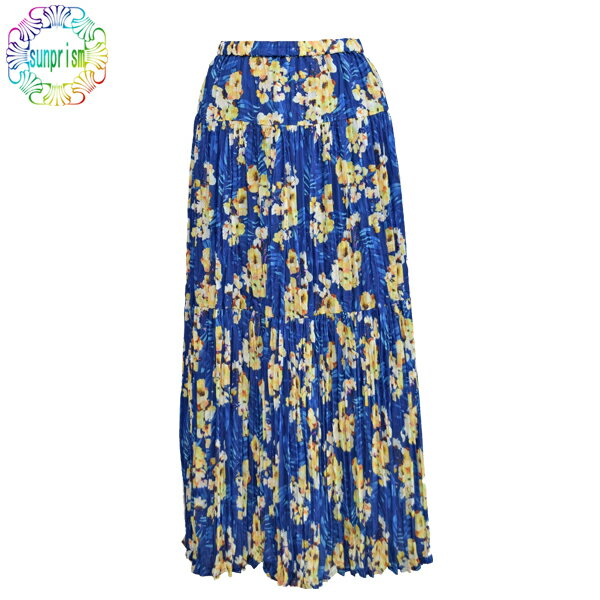 【1000円ポッキリ】ロングスカート SK213ブルー系 スカート クリンクル加工 プリーツ ウエストゴム お出掛けスカート コーラス 合唱 パーティー 式典 BOTTOMSのサムネイル