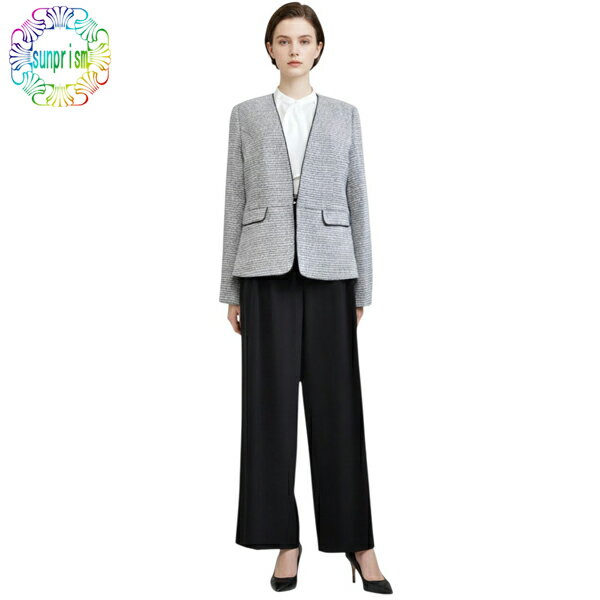 乐天商城 - 9号サイズのみ 3点セットスーツ【訳あり】スーツレディース ママ レディース ノーカラースーツ ジャケットネイビー c428 股下67cm 卒業式 入学式お受験 卒園式 入園式 七五三 セットアップ お宮参り 母 セレモニー スーツ ノーカラージャケット ブラウス パンツスーツ