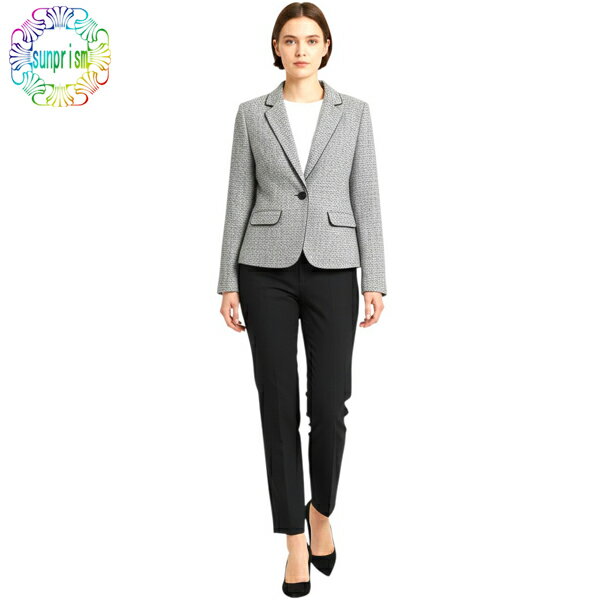 乐天商城 - 11号のみのため特別価格 3点セット【訳あり】スーツレディース ママ レディース テーラードカラースーツ ジャケットブラック c433 股下65cm 卒業式 入学式お受験 卒園式 入園式 七五三 セットアップ お宮参り 母 セレモニー スーツ ノーカラージャケット ブラウス パンツ