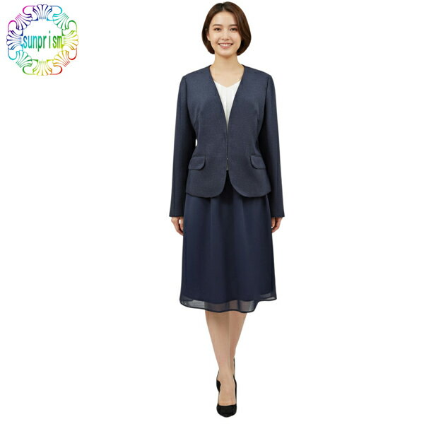 樂天商城 - （13号のため値下げ）セレモニースーツ ママスーツ ノーカラー ワンピース スーツ C82 ネイビー お宮参り カラーフォーマル 謝恩会 母 ママ 結婚式 大人 オフィス 発表会 ワンピース フォーマル お呼ばれ 同窓会 セット アウトレット