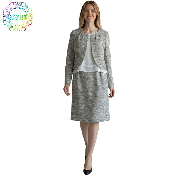 乐天商城 - ママスーツ 【期間限定】ノーカラージャケット ワンピース スーツ ホワイトxブラック お宮参り カラーフォーマル 謝恩会 母 ママ 結婚式 大人 オフィス 発表会 ワンピース フォーマル 同窓会9号11号13号 セット