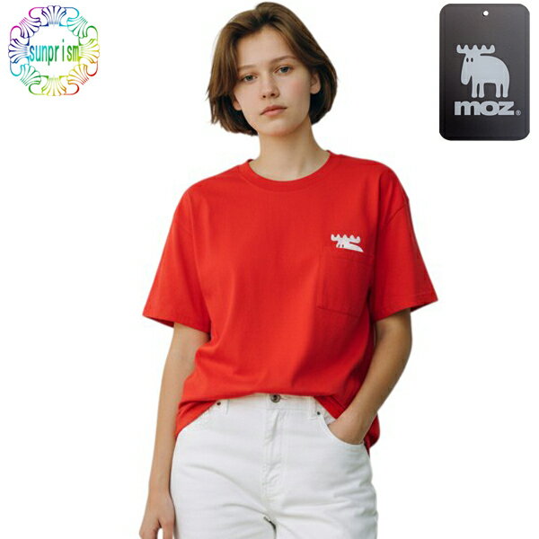 【800円ポッキリ】moz モズ ロゴ プリント Tシャツ コットン100％ Tシャツ クルーネック 赤 半袖 スポーツウエアー ジョキング 運動 ヨガ ダンス カジュアル カットソー スエーデン発の世界中で愛されブランド 即日発送
